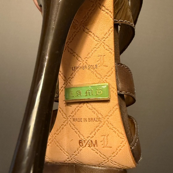 L.A.M.B. By Gwen Stefani. Lace up T strap Leather Sandal - Picture 4 of 8